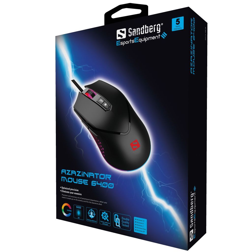 Sandberg Azazinator Mouse 6400 Black Sandberg Azazinator Mouse 6400 Black