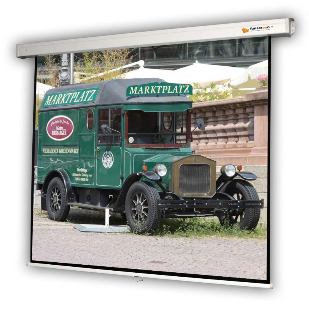 Funscreen Matt White Rollo 180x141 cm Format 4:3 fehér acél tok Funscreen Matt White Rollo 180x141 cm Format 4:3 fehér acél tok