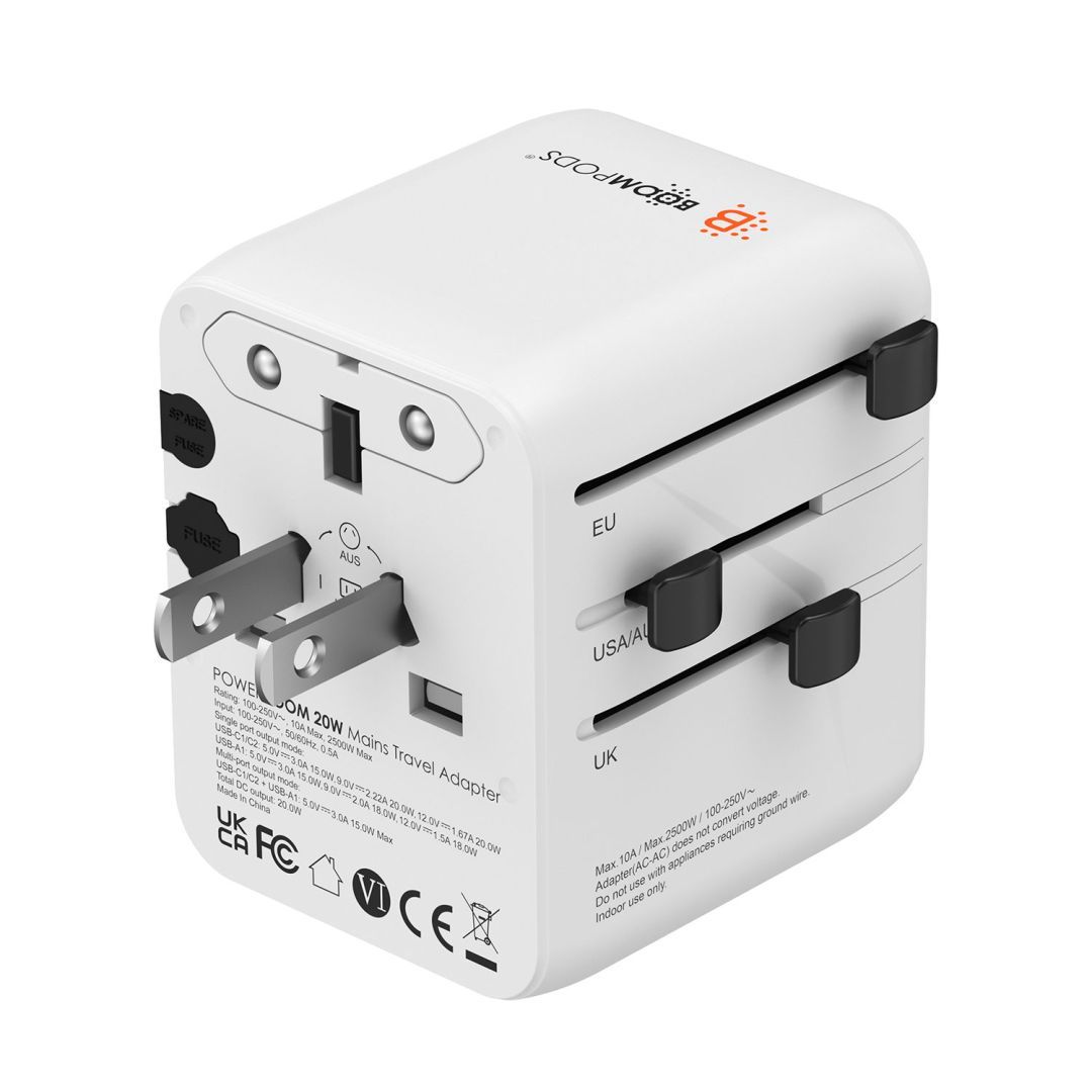 Boompods Travel POWERBOOM Worldwide Mains Charger Boompods Travel POWERBOOM Worldwide Mains Charger