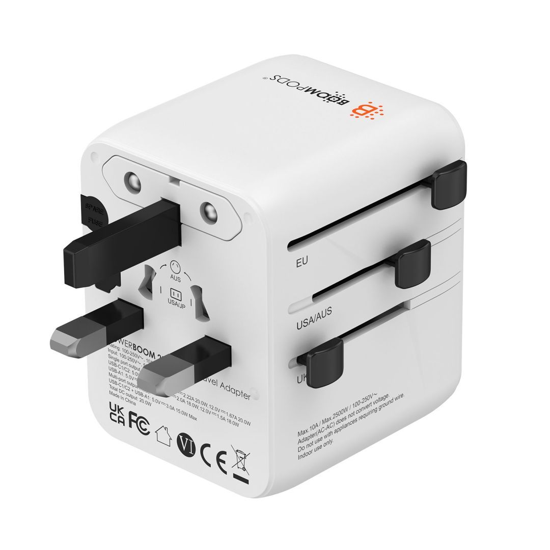 Boompods Travel POWERBOOM Worldwide Mains Charger Boompods Travel POWERBOOM Worldwide Mains Charger