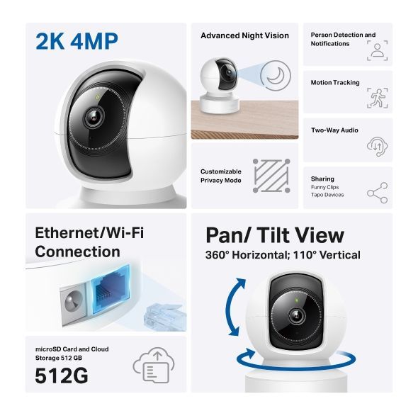 TP-Link Tapo C222 Pan/Tilt AI Home Security Wi-Fi Camera TP-Link Tapo C222 Pan/Tilt AI Home Security Wi-Fi Camera