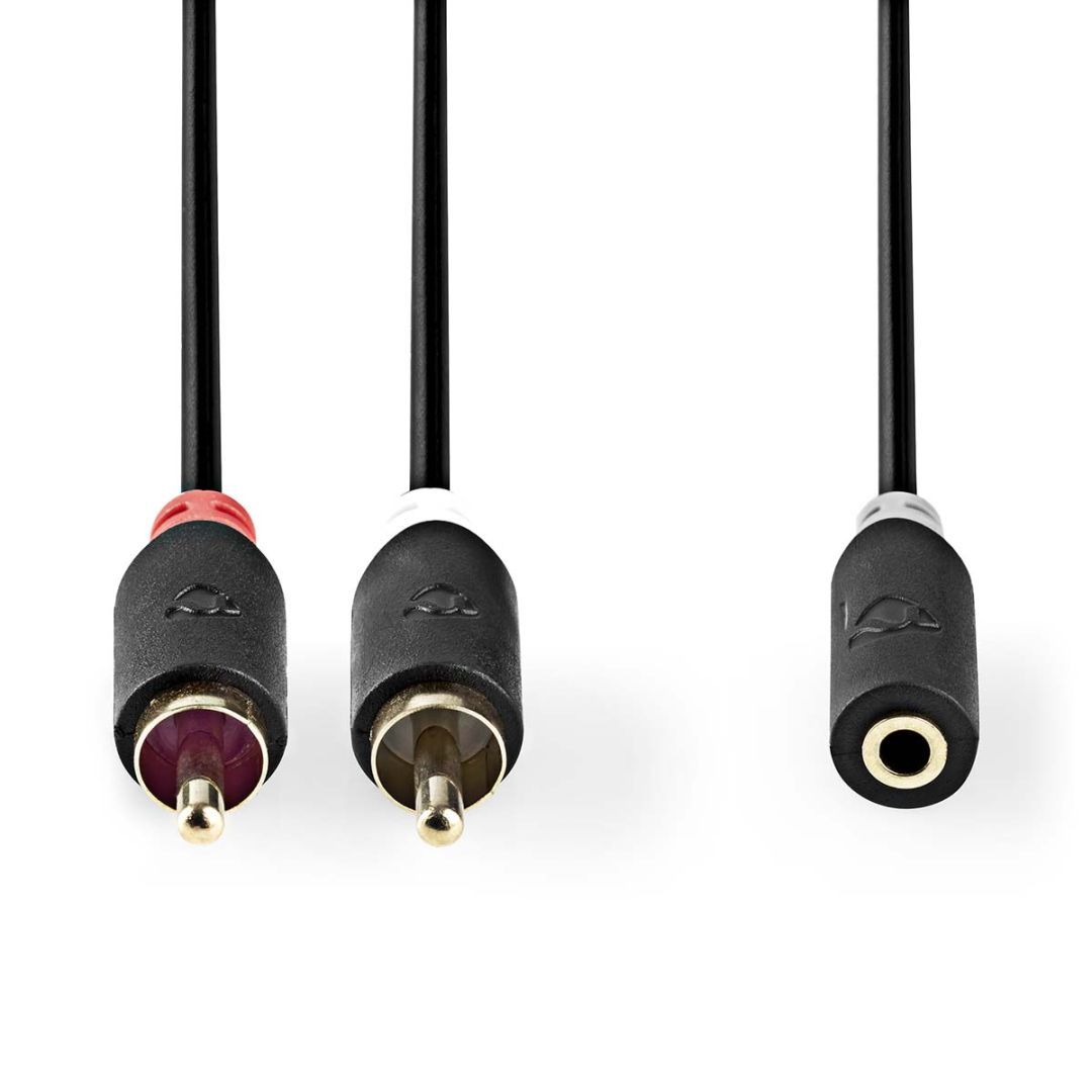 Nedis Stereo Audio Cable 2x RCA Male to 3.5 mm Female 0,2m Black