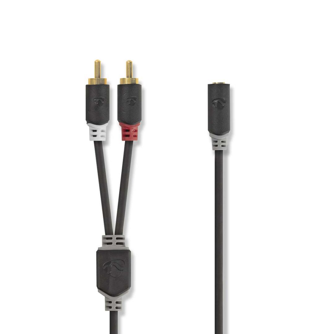 Nedis Stereo Audio Cable 2x RCA Male to 3.5 mm Female 0,2m Black