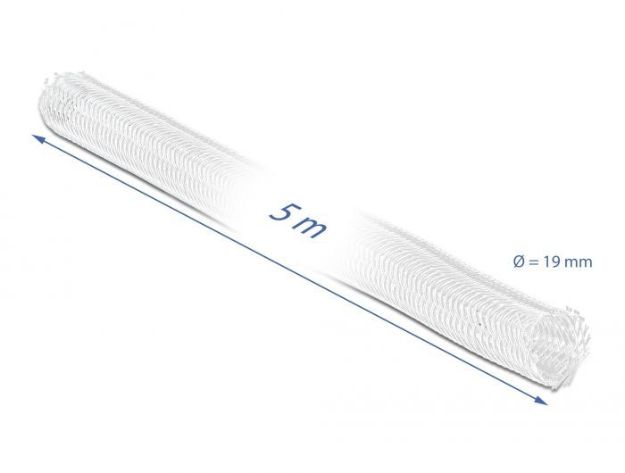 DeLock Braided Sleeving with Hook-and-Loop Fastener 5x19mm White