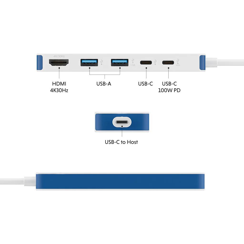 Targus HyperDrive Flex 5 Port USB-C Hub White/Blue
