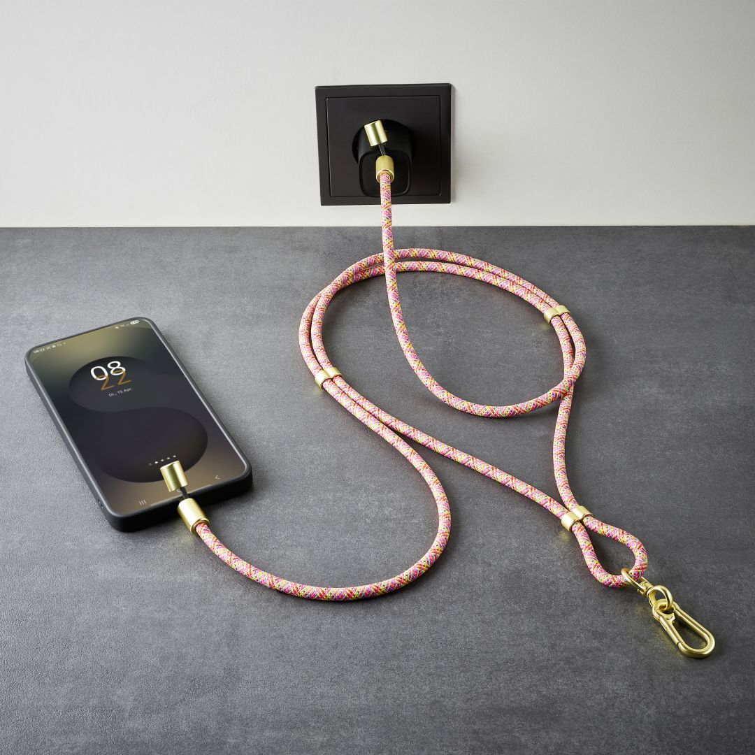 Intenso Cell Phone Charging Lanyard Cable 1,65m Neon Mix