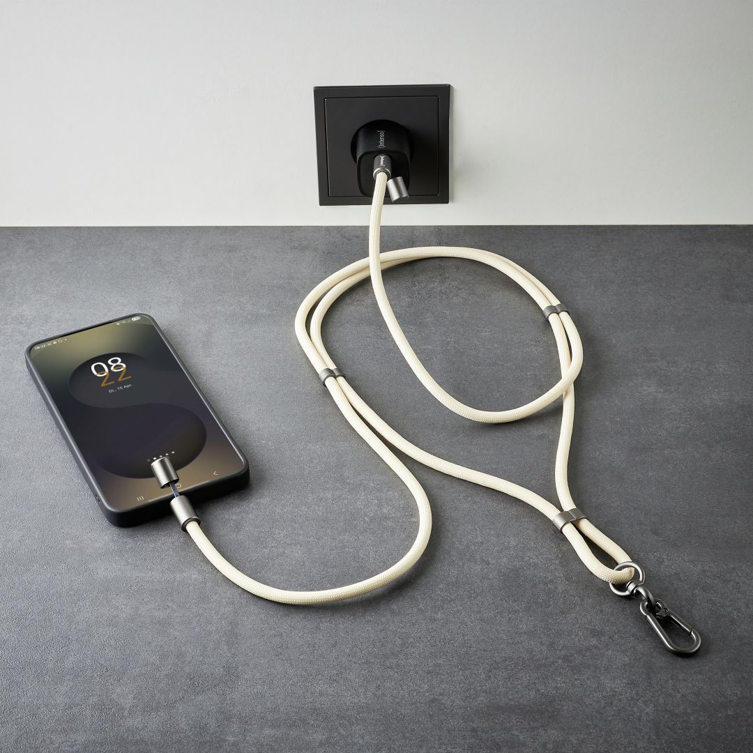 Intenso Cell Phone Charging Lanyard Cable 1,65m Beige