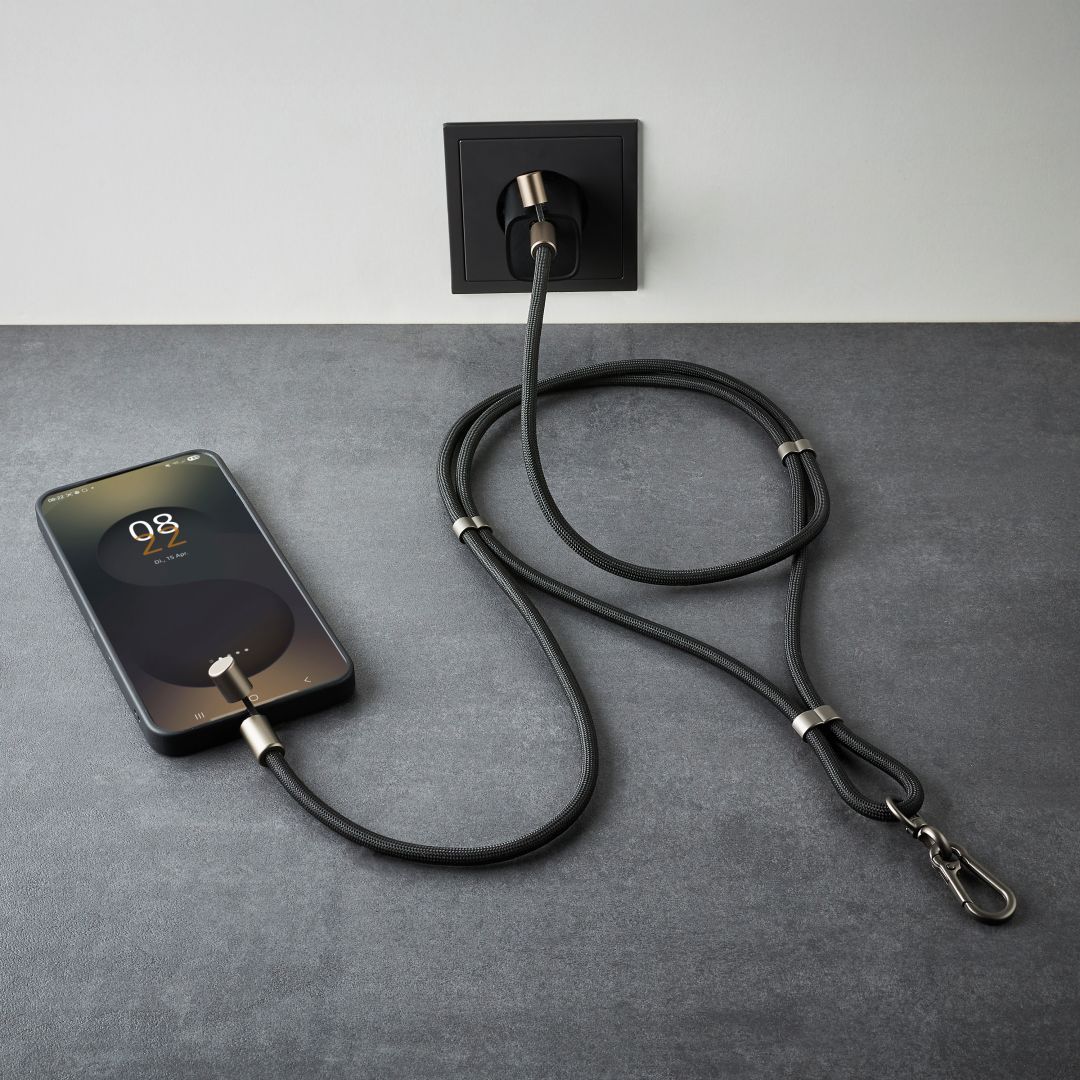 Intenso Cell Phone Charging Lanyard Cable 1,65m Black