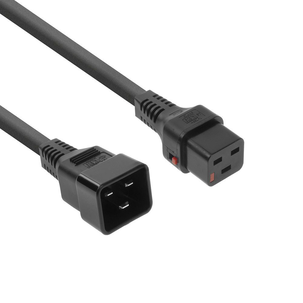 ACT Powercord C19 IEC Lock - C20 1m Black ACT Powercord C19 IEC Lock - C20 1m Black