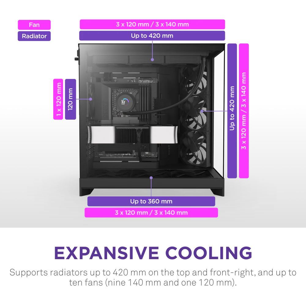 NZXT H9 Flow (2025) Tempered Glass Black NZXT H9 Flow (2025) Tempered Glass Black