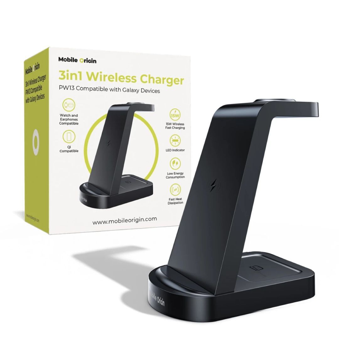 Mobile Origin 3in1 Wireless Charger PW13 Samsung Compatible Mobile Origin 3in1 Wireless Charger PW13 Samsung Compatible