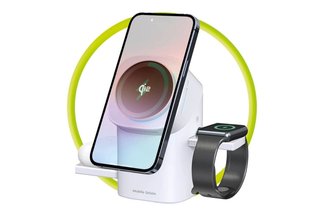 Mobile Origin 3in1 Wireless Charging Qi2 Station PW11 White