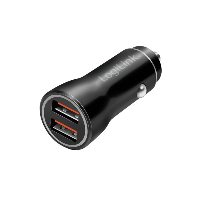 Logilink USB car charger 2x USB-A 10,5W Black