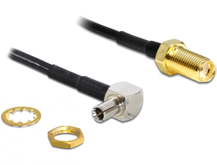 DeLock Antenna Cable SMA Jack bulkhead > TS-9 90° plug 0,17m DeLock Antenna Cable SMA Jack bulkhead > TS-9 90° plug 0,17m
