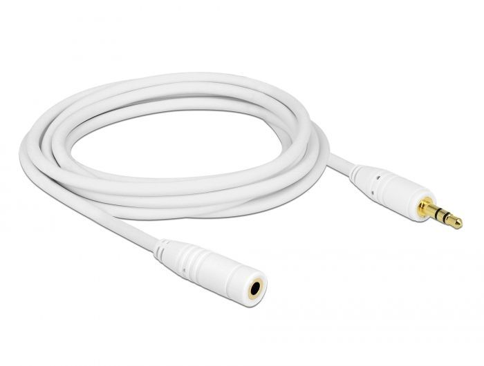 DeLock Stereo Jack Extension Cable 3.5 mm 3 pin male > female 3m White