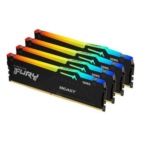 Kingston 128GB DDR5 5600MHz Kit(4x32GB) Fury Beast RGB Black Kingston 128GB DDR5 5600MHz Kit(4x32GB) Fury Beast RGB Black
