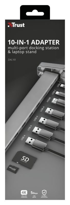 Trust Dalyx Aluminium 10-in-1 USB-C Multi-port Dock Trust Dalyx Aluminium 10-in-1 USB-C Multi-port Dock
