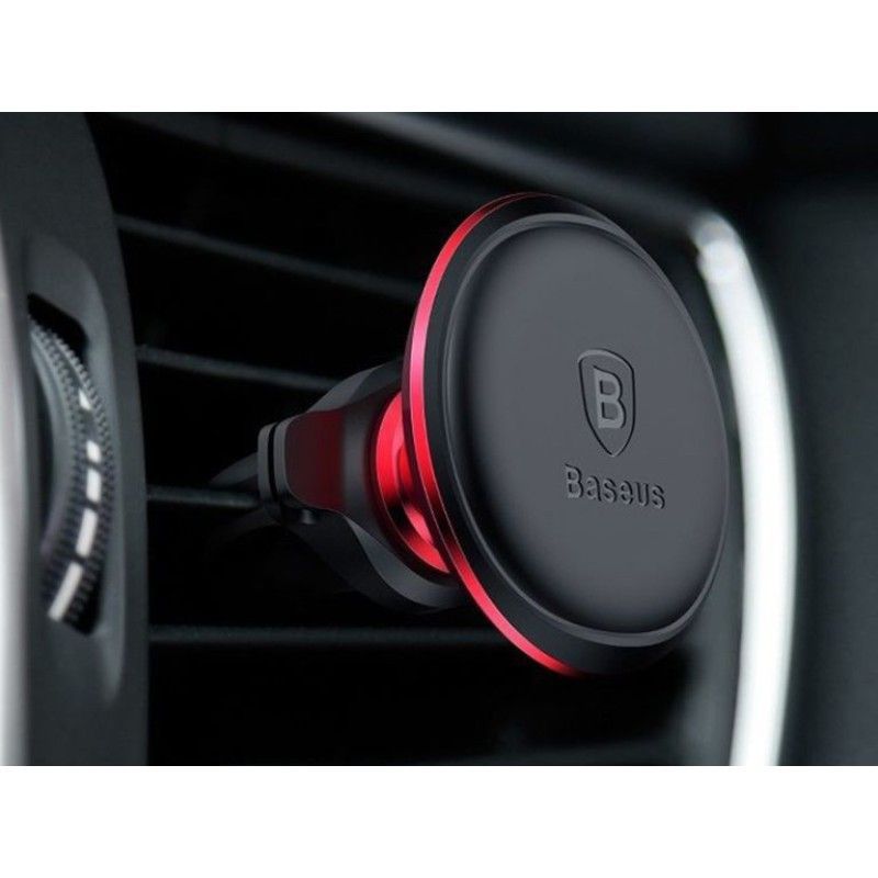Baseus Magnetic Air Vent Car Mount Holder with cable clip Black/Red Baseus Magnetic Air Vent Car Mount Holder with cable clip Black/Red