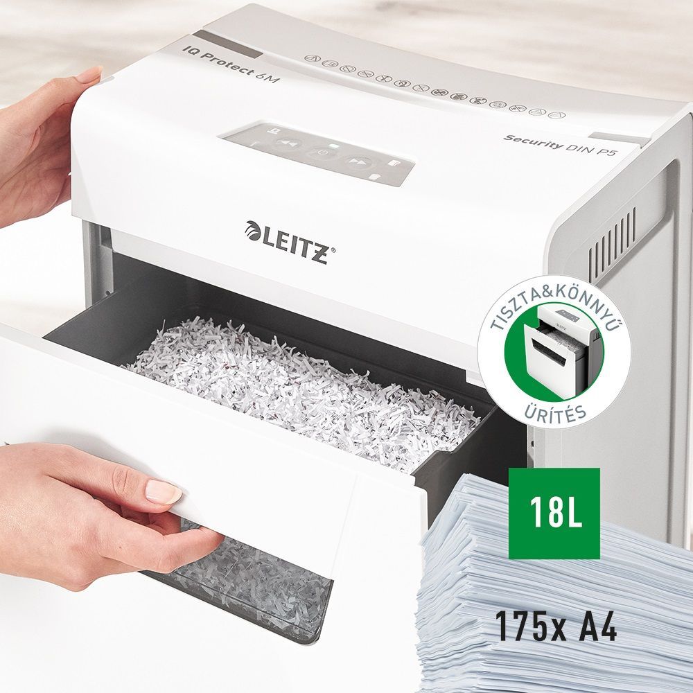 Leitz IQ Protect Premium 6M Iratmegsemmisítő White Leitz IQ Protect Premium 6M Iratmegsemmisítő White