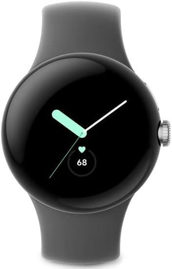 Google Pixel Watch Polished Silver with Charcoal Strap Google Pixel Watch Polished Silver with Charcoal Strap