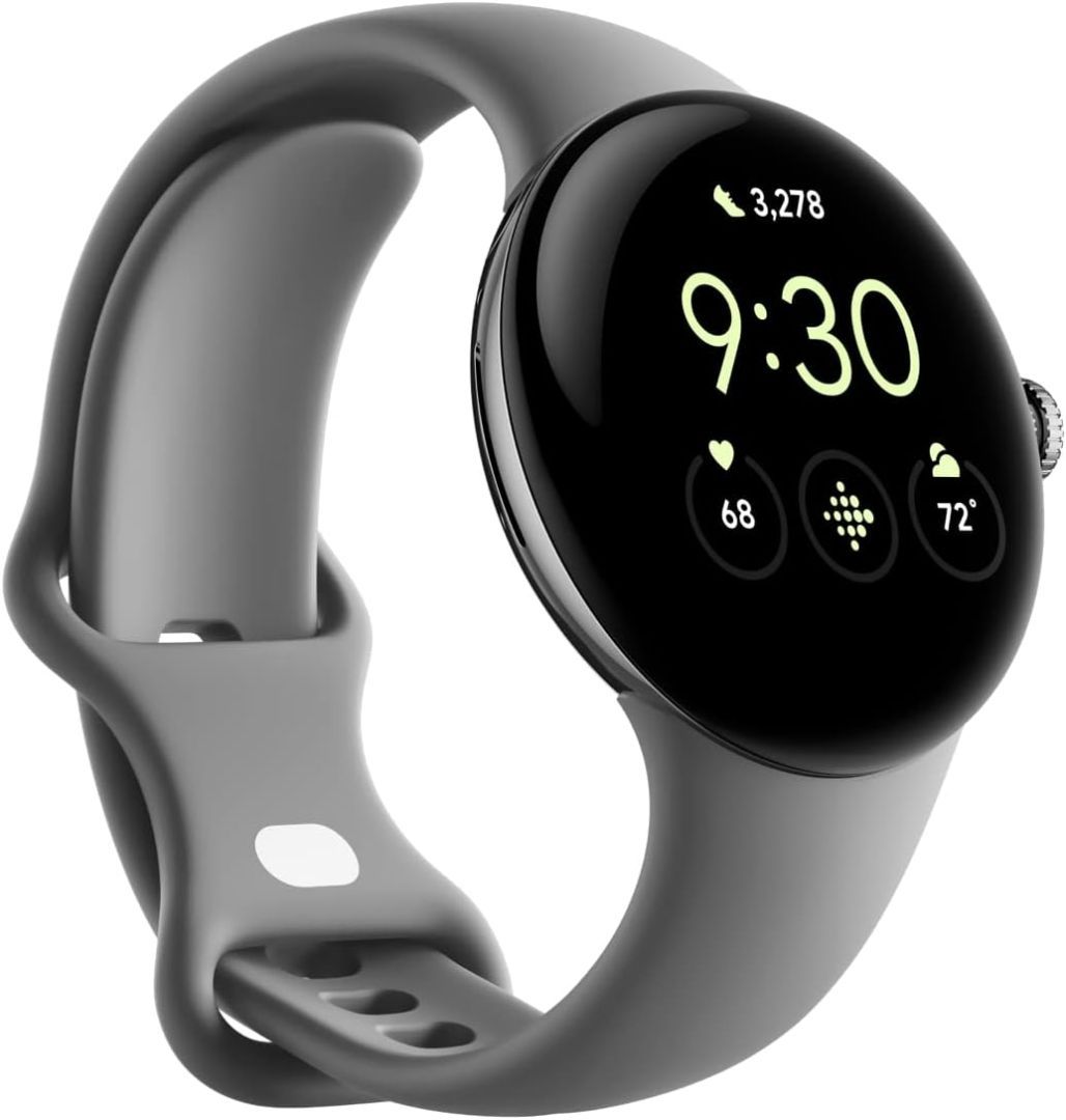 Google Pixel Watch Polished Silver with Charcoal Strap Google Pixel Watch Polished Silver with Charcoal Strap