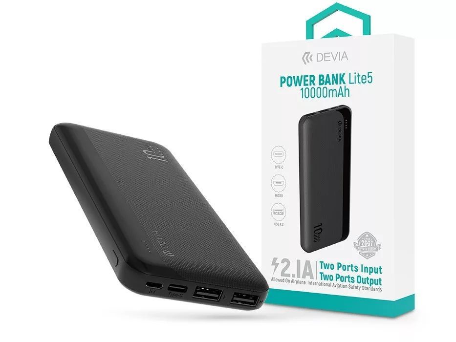 Devia ST125636 Kintone Series Lite 5 10000mAh Powerbank Black Devia ST125636 Kintone Series Lite 5 10000mAh Powerbank Black