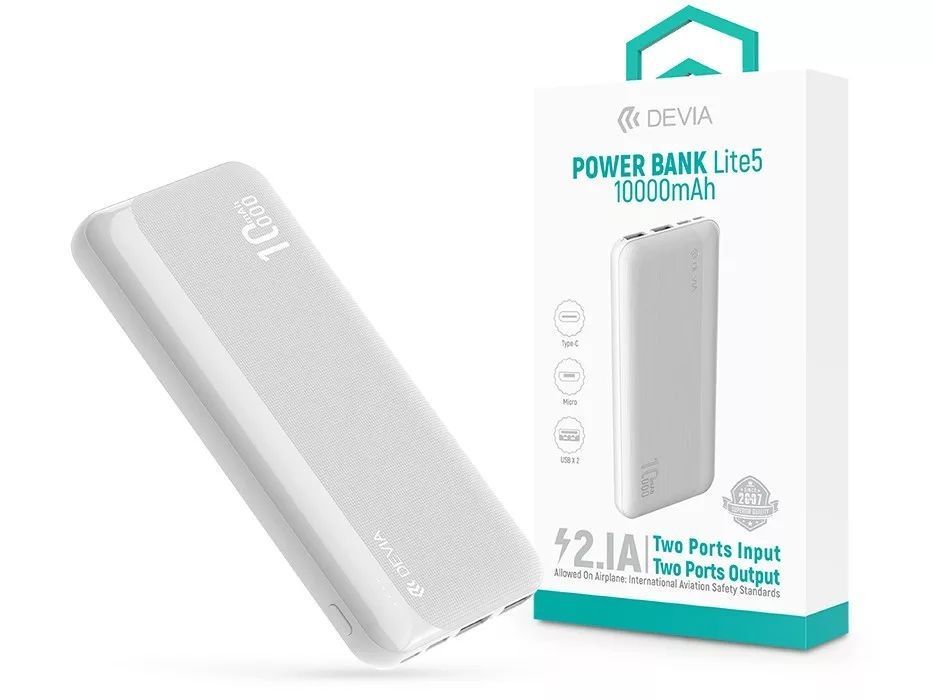 Devia ST125643 Kintone Series Lite 5 10000mAh Powerbank White Devia ST125643 Kintone Series Lite 5 10000mAh Powerbank White