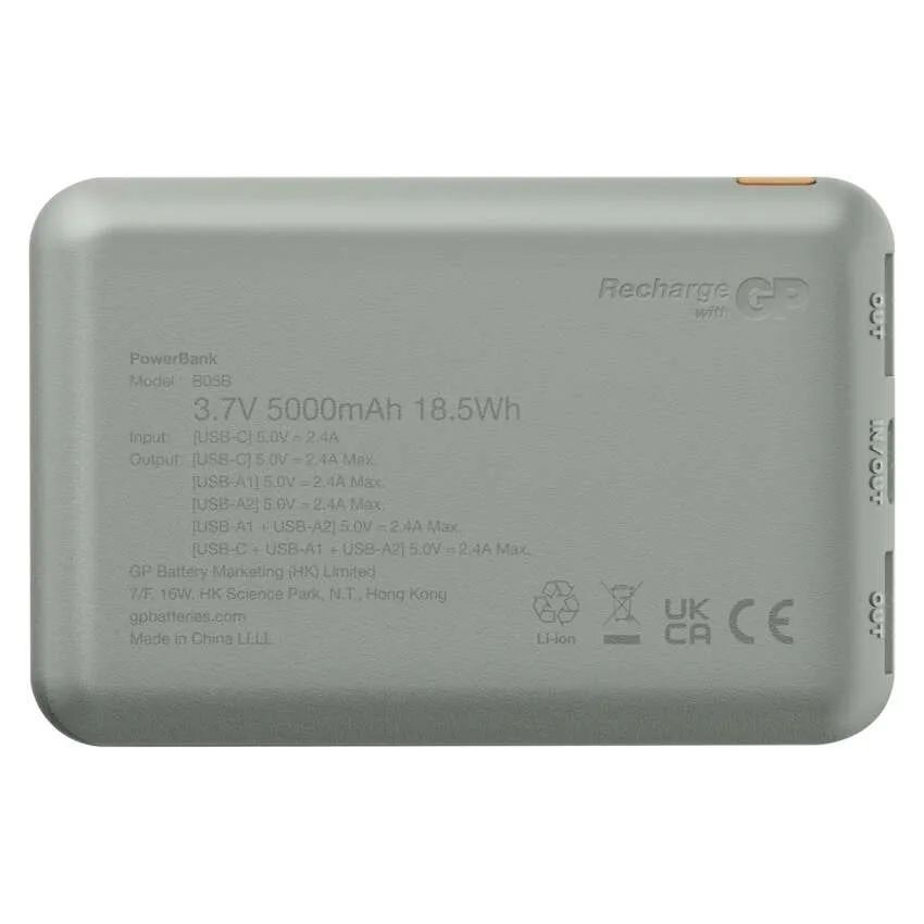 GP B+ Series 5000mAh PowerBank Grey GP B+ Series 5000mAh PowerBank Grey