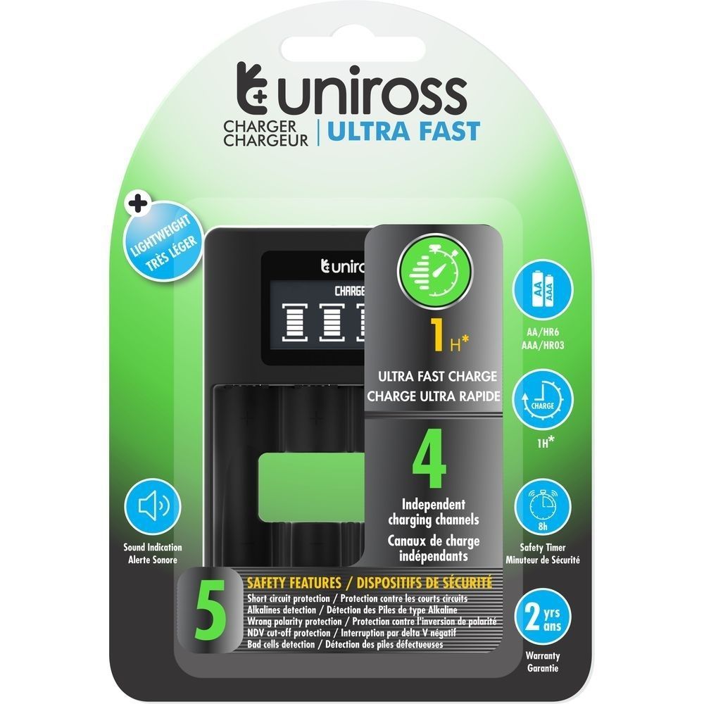 Uniross Ultra Fast AA/AAA LCD akku gyorstöltő Uniross Ultra Fast AA/AAA LCD akku gyorstöltő