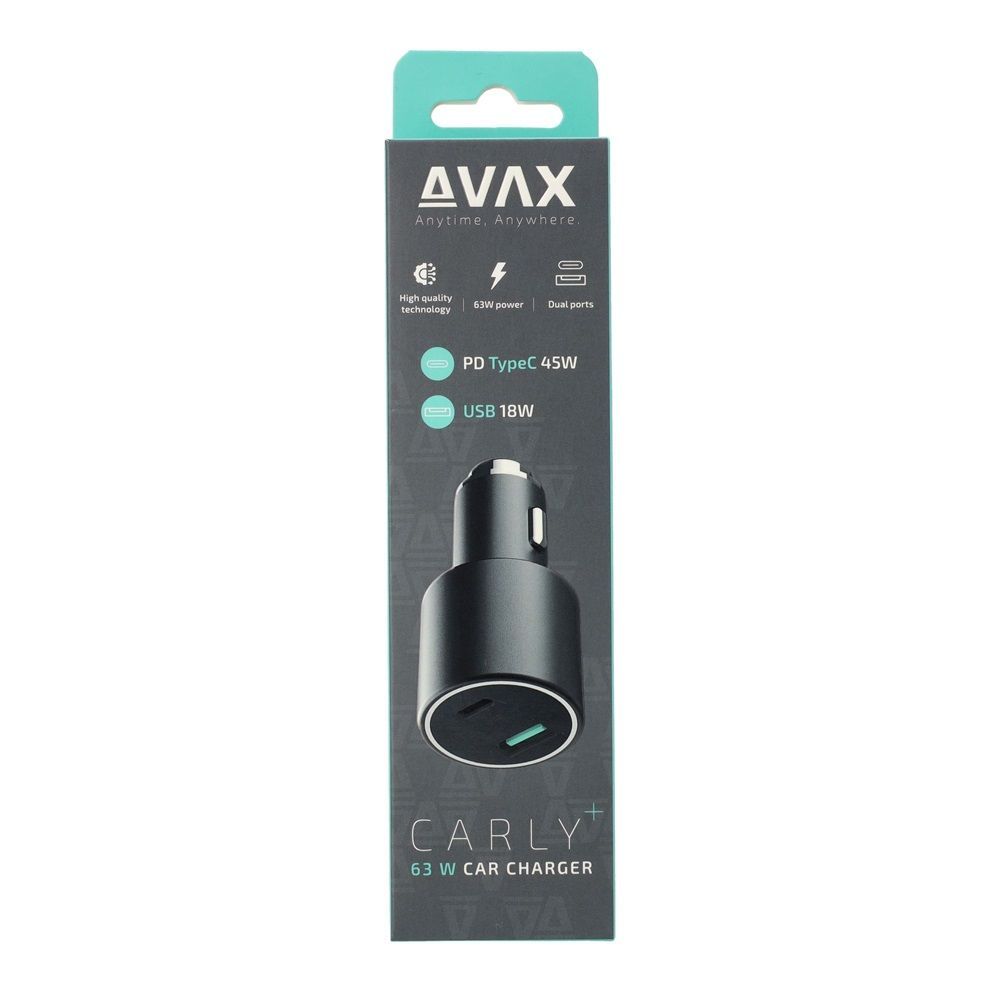 Avax CC663B CARLY+ 63W Car Charger Black Avax CC663B CARLY+ 63W Car Charger Black
