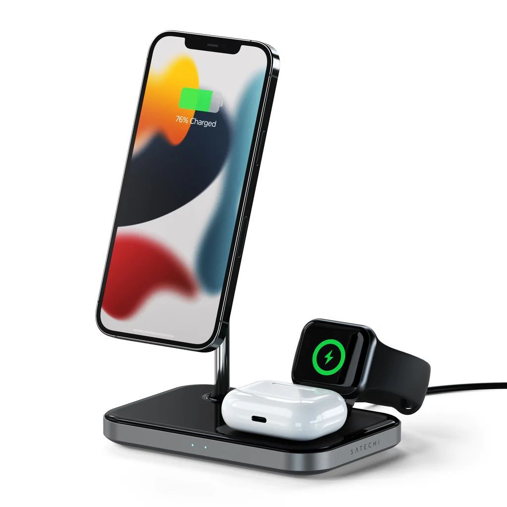 Satechi 3 in 1 Magnetic Wireless Charging Stand Black/Grey Satechi 3 in 1 Magnetic Wireless Charging Stand Black/Grey