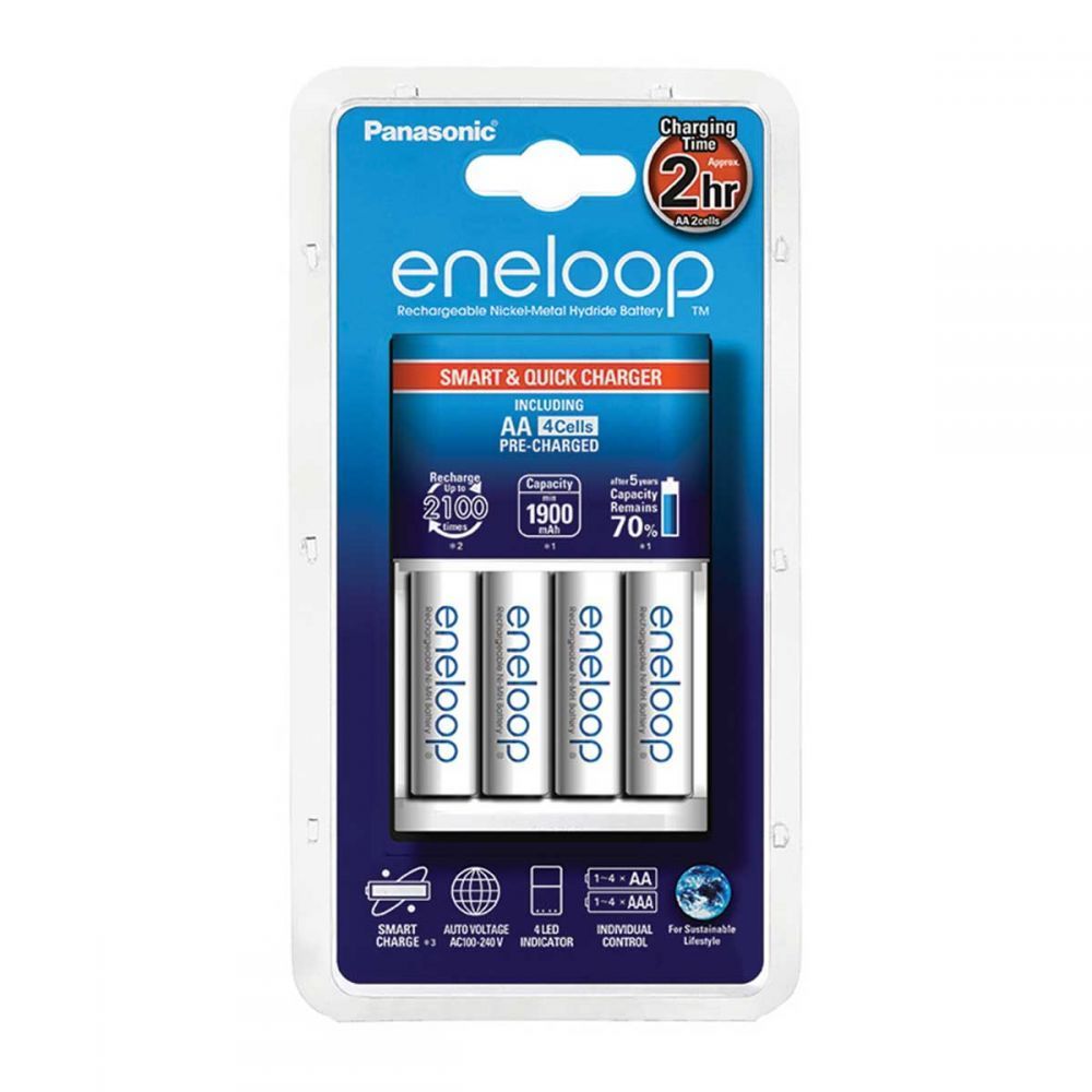 Panasonic Eneloop Akku gyorstöltő+4xAA akku Töltő Panasonic Eneloop Akku gyorstöltő+4xAA akku Töltő