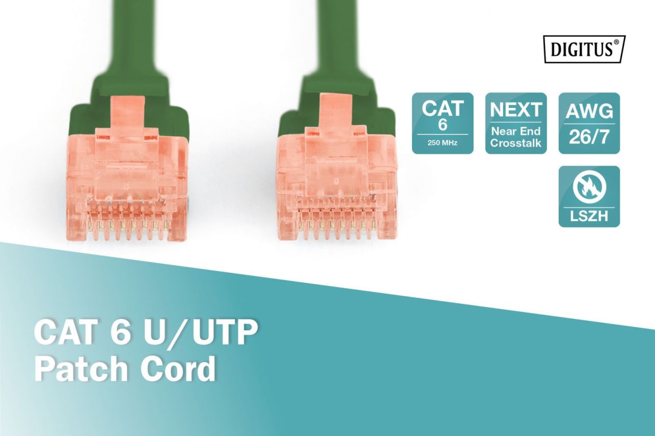 Digitus CAT6 U-UTP Patch Cable 3m Green Digitus CAT6 U-UTP Patch Cable 3m Green