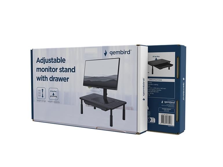 Gembird MS-TABLE-D-01 Adjustable monitor stand with drawer