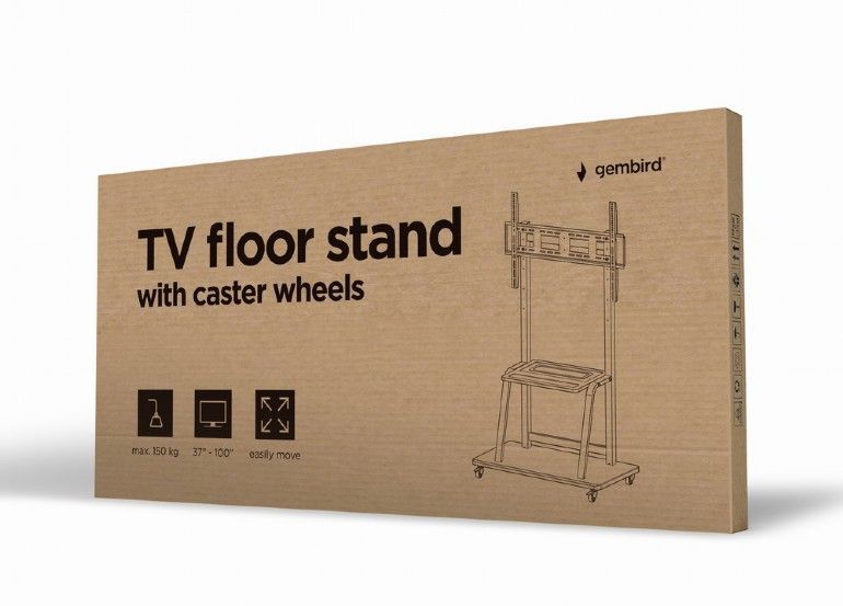 Gembird TVS-100F-01 TV floor stand with caster wheels 37"-100" Black Gembird TVS-100F-01 TV floor stand with caster wheels 37"-100" Black