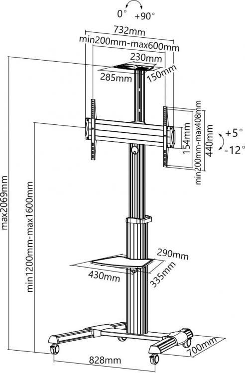 SBOX FS-446 Mobile Floor Stand Silver SBOX FS-446 Mobile Floor Stand Silver