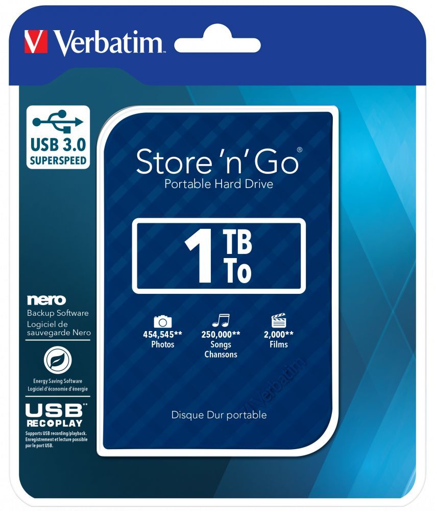 Verbatim 1TB 2,5" USB3.0 Store "n" Go Blue Verbatim 1TB 2,5" USB3.0 Store "n" Go Blue