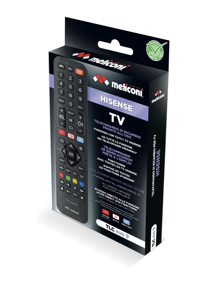 Meliconi TLC Evo 9 for HISENSE TV Távirányító Black Meliconi TLC Evo 9 for HISENSE TV Távirányító Black