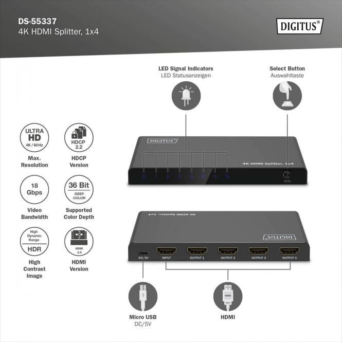 Digitus HDMI Splitter 4K Digitus HDMI Splitter 4K