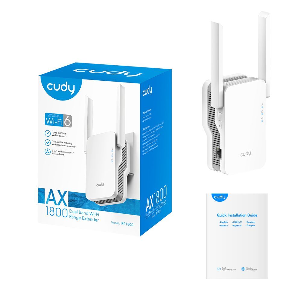 Cudy RE1800 AX1800 Dual Band Wi-Fi 6 Range Extender Cudy RE1800 AX1800 Dual Band Wi-Fi 6 Range Extender