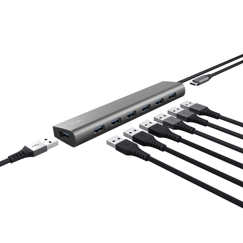 Trust Halyx 7 Port USB 3.2 Gen1 Hub Black Trust Halyx 7 Port USB 3.2 Gen1 Hub Black
