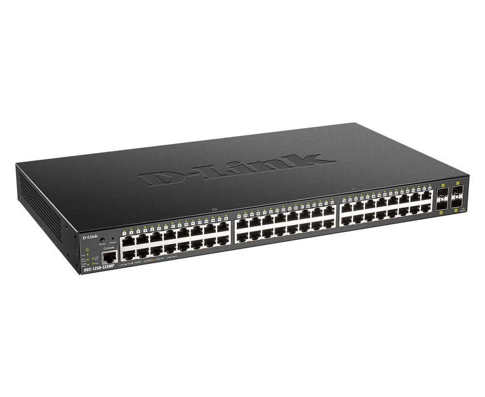 D-Link DGS-1250-52XMP 52-Port 10-Gigabit Smart Managed PoE Switch D-Link DGS-1250-52XMP 52-Port 10-Gigabit Smart Managed PoE Switch