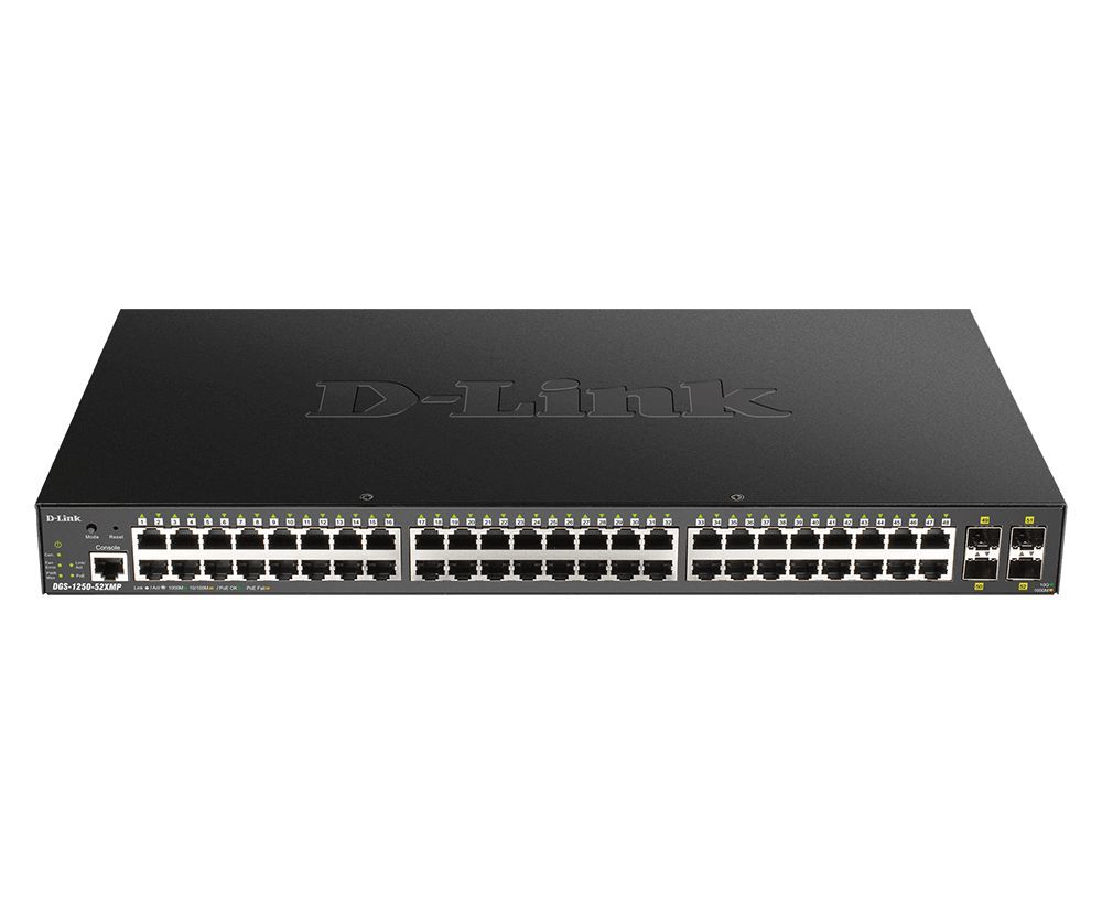 D-Link DGS-1250-52XMP 52-Port 10-Gigabit Smart Managed PoE Switch D-Link DGS-1250-52XMP 52-Port 10-Gigabit Smart Managed PoE Switch