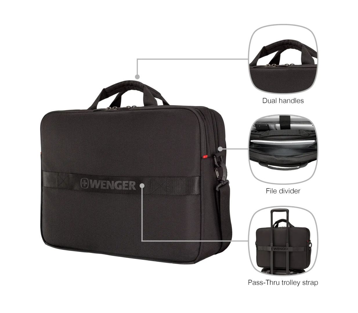 Wenger XE Brief 17 Laptop Briefcase with Tablet Pocket 17" Black Wenger XE Brief 17 Laptop Briefcase with Tablet Pocket 17" Black