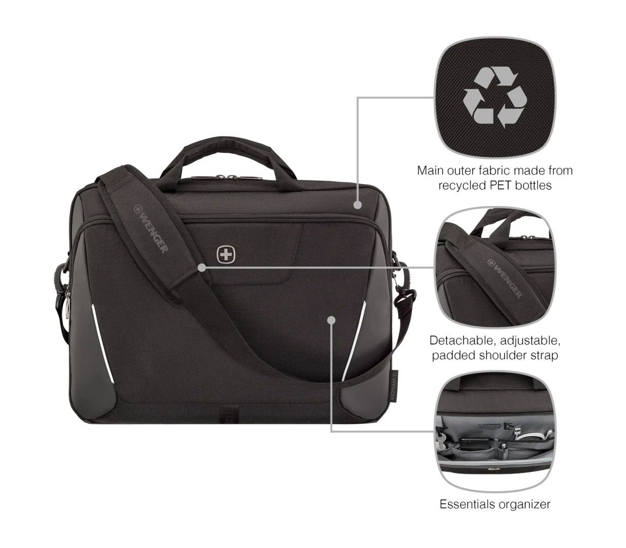 Wenger XE Brief 17 Laptop Briefcase with Tablet Pocket 17" Black Wenger XE Brief 17 Laptop Briefcase with Tablet Pocket 17" Black