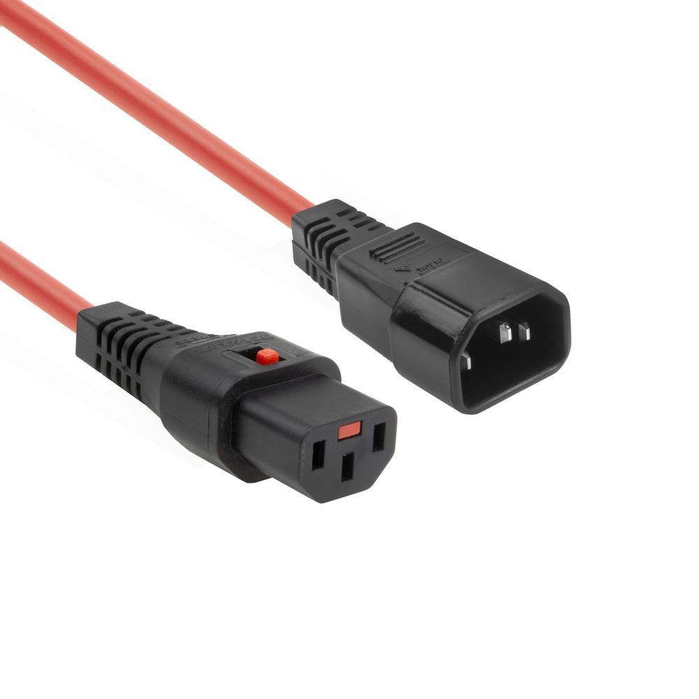 ACT Powercord C13 IEC Lock - C14 2m Red ACT Powercord C13 IEC Lock - C14 2m Red