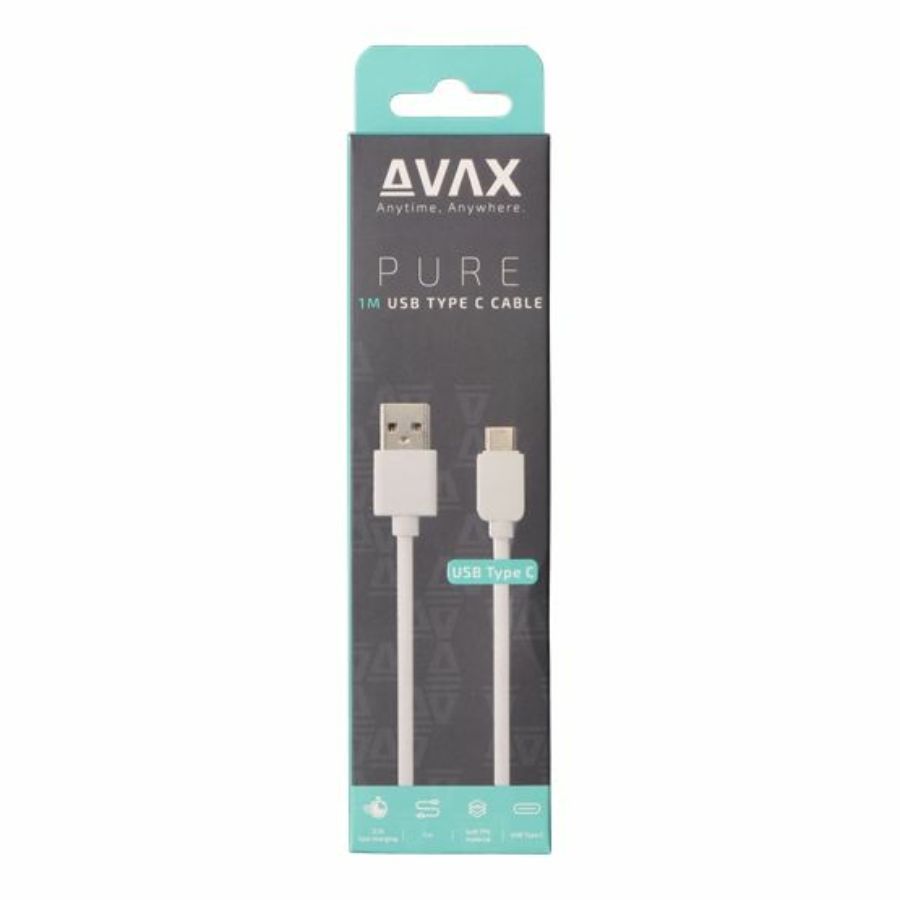 Avax USB-A to Type-C cable 1m White Avax USB-A to Type-C cable 1m White