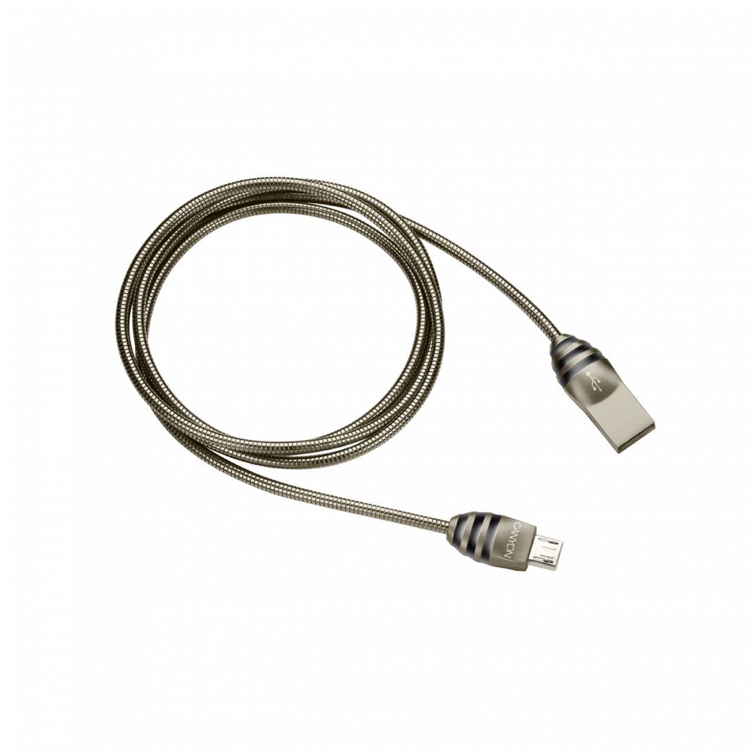 Canyon Stylish Metal Sync&Charge Cable 1m Grey/Black Canyon Stylish Metal Sync&Charge Cable 1m Grey/Black
