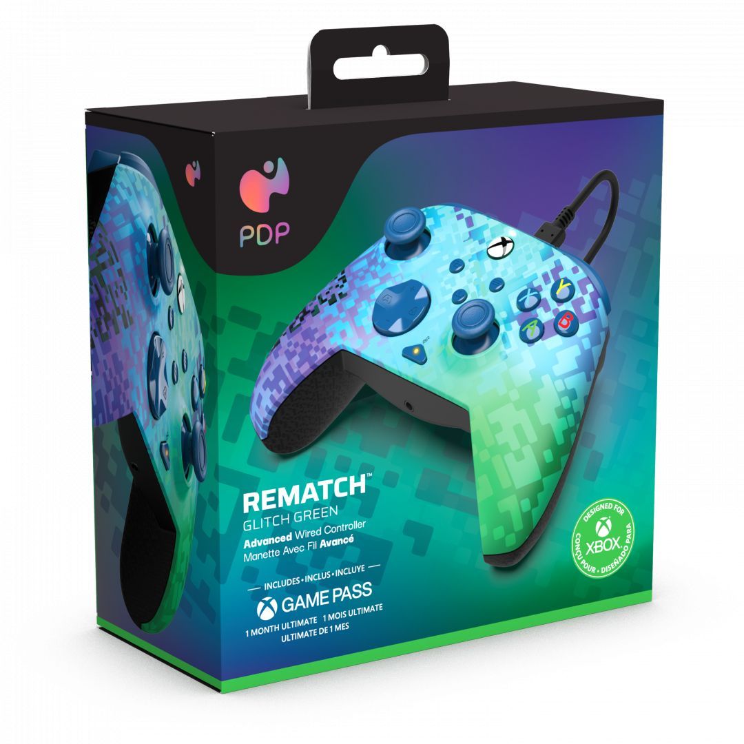 PDP Xbox Series X/S & PC USB Gamepad REMATCH Glitch Green PDP Xbox Series X/S & PC USB Gamepad REMATCH Glitch Green