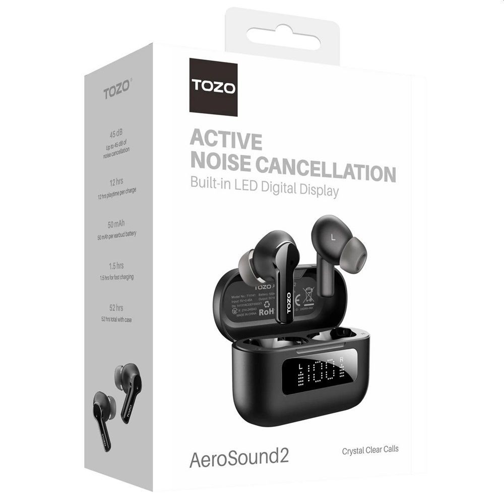 TOZO Aerosound 2 NC TWS Bluetooth Headset Black TOZO Aerosound 2 NC TWS Bluetooth Headset Black